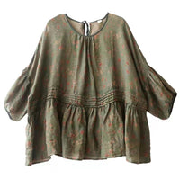 Summer Artistic Vintage Floral Cotton And Linen Shirt