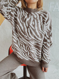 Commuter Knitted Two-piece Zebra Pattern Contrast Color