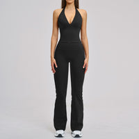 Sports Neck-Hanging Beautiful-Back Brushed Flared Yoga Set