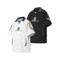 Lapel Sweatshirt Locomotive Style V-neck Patchwork Short-sleeved T-shirt For Men And Women