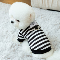 Spring Thin Velvet Puppy Clothes Simple Striped Traction Sweater