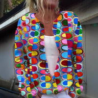 Fashion Printed Cardigan Knit Jacket For Women