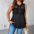 Plus-size Womens Summer Crew-Neck Patchwork Lace Cardigan