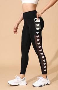 Athletic Outdoor Butt-lifting Mesh-panel Spliced Tights With Pockets