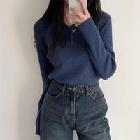 Leisure Day WANGXING Button V-neck Sweater