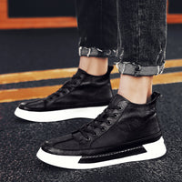 All-match Brown Men's High-top Casual Leather Shoes