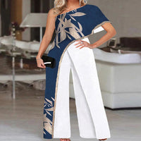 Women's Slimming Printed Fashion Color Contrast Jumpsuit