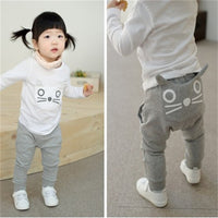Children's Cartoon Cat Harem Pants In Autumn