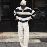 Autumn And Winter Basic Korean-style Loose Blue And White Striped Versatile Loose Sweater