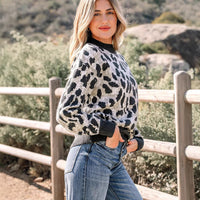 Women's Fashion Leopard-Print Pullover Crewneck Sweater