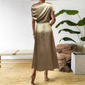 Womens New Amazon Solid-Colored Satin Dress