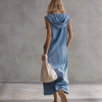 Hooded Denim Sleeveless Dress Womens
