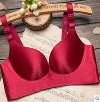 No-rim red gathered one-piece seamless bra