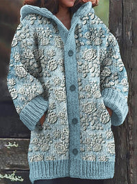 New Christmas Abstract Printed Casual Cloak Coat