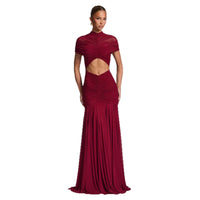 Pleated Cutout Figure-hugging Dress With A High Waist And 3D Detailing