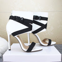 Open Toe Fashion Style Woven Buckle Stiletto Heels Peep Toe Women's Shoes