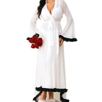 New Nightdress Lotus Leaf Trim Long Sleeve Waist Transparent