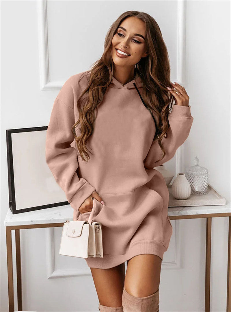 Autumn And Winter New Women's Solid Color Casual Sports Hoodie Sweater