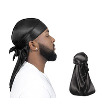 Unisex Satin Long Tail Headwrap  Stretchy Pirate Hat And Hip Hop Turban For Men And Women, Elastic Bandana Cap For Costume And Fashion