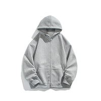 Men's Solid Color Simple Loose Zip Cardigan Hoodie