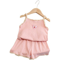 Girls' Home Service Suit Summer Suspender Pajamas Thin Style Western-style Vest Breathing Cotton Air-conditioning Suit