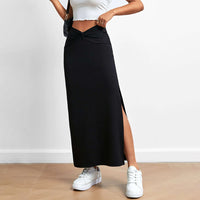 Women's Simple And Fashionable Design Sense Skirt Autumn And Winter High-waisted Draped Split Long Skirt