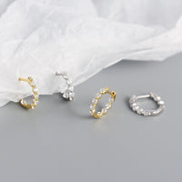 New S925 Silver Ins Geometric Zircon Diamond Earclip Earrings Silver Accessories Women