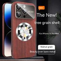 Large Window Magnetic The Pattern Of Walnut Protective Cover Plastic Phone Case