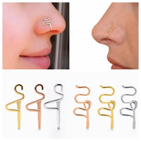 Handmade Copper-plated Real Gold Non-perforated False Nose Ring Nail U-shaped Nose Clip To Wear Nose Ornament