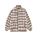 Rhombus Plaid Lambswool Warm And Loose Cotton-padded Coat