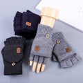 Men's Half Finger Gloves Winter Knitted Wool Fingerless