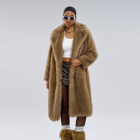 Autumn And Winter Extended Imitation Fur Coat Overcoat