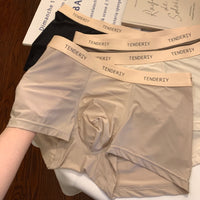 Ice Silk Men's Cotton Crotch Boxer Briefs Boys Teenagers Traceless Plus Size
