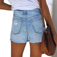 Women's Wash Hole Slim Fit All-matching Denim Shorts