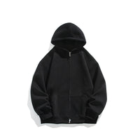 Men's Solid Color Simple Loose Zip Cardigan Hoodie