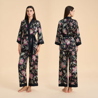Floral-print Satin Chiffon Loungewear Set