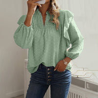 Spring And Summer Ruffled Lantern Sleeves Lace Stitching Coat