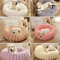 Pet Kennels Long Plush Round Cat Nest Winter Warm Dog Beds Kennel Super Soft Dogs Mat Sofa Pet Deep Sleeping SuppliesPet Products