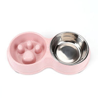Stainless Steel Double Bowl Pet Tableware