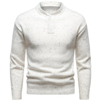 Men's Henry Stand Collar Snowflake Dot Design Fashion Sweater