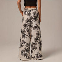 New Soft-style Elegant Wide-leg Pants With A Delicate Print