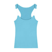 Womens Solid-Color Short Camisole With Padded Cups And Invisible Straps
