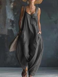 Women's Casual Versatile Solid Color Loose Jumpsuit