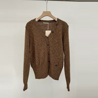 Women's Polyester Knitted V-neck Cardigan Sweater