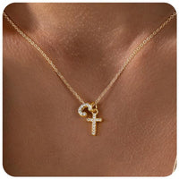 Zircon Inlaid 26 Letter Cross English Necklace