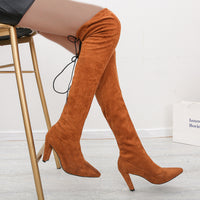 Stretch Boots With High Heels And Pointed Toe Over The Knee