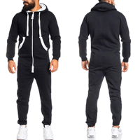 Men's Casual Hooded Zip Home One Piece Suit