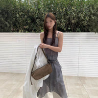Laid-back Sheer Plaid Slip Dress