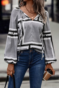 Fashion Lantern Sleeve Printed Shirt Women's Clothing