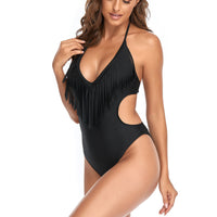 Women's One Piece Triangle One Piece Tassel Swimsuit